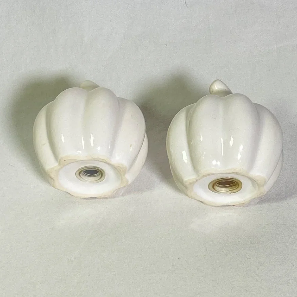 Pumpkin White Luster Salt & Pepper Shaker Set